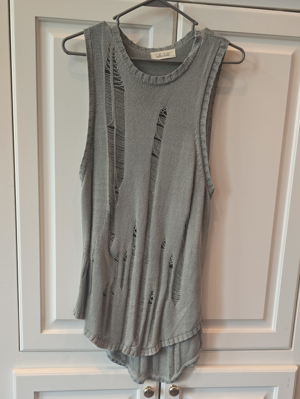 Bella Dahl Gray Distressed Sleeveless Knit Tank
